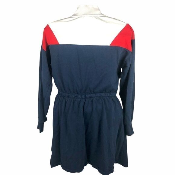 TOMMY JEANS RED WHITE & BLUE LONG SLEEVE MOCK NECK COLORBLOCK MINI DRESS L 12/14 - Picture 3 of 8